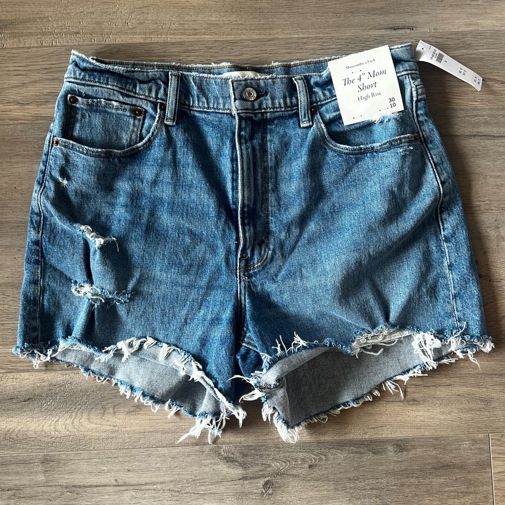 Abercrombie and Fitch High Rise Mom Denim Shorts